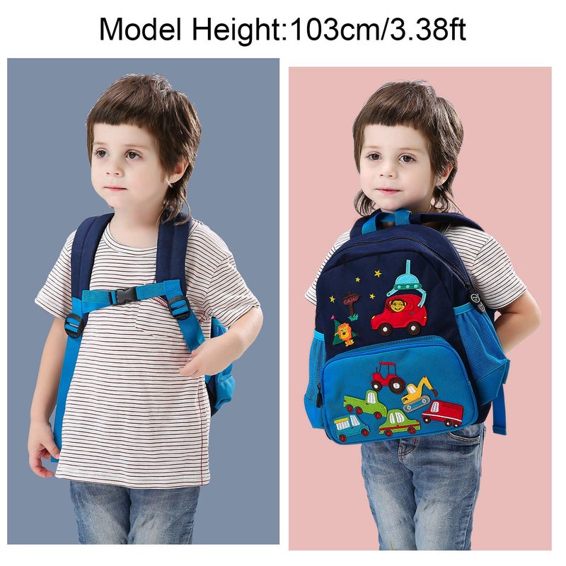 willikiva Cute Zoo Little 3d Backpack Kids Backpack for Boys and Girls Toddler Backpack Waterproof Preschool (Blue Car) - Image 5